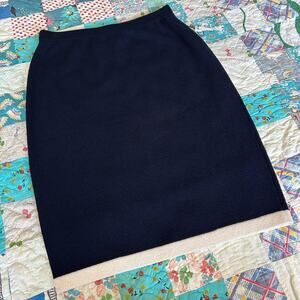 Vintage 80s/90s ST JOHN Navy Cream Santana Knit High Waist Mini Skirt DEADSTOCK